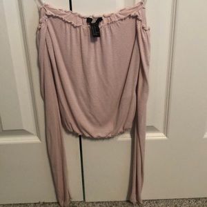Forever 21 pink & white off the shoulder top